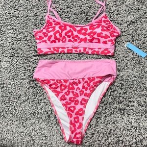 Pink cheetah print bikini
